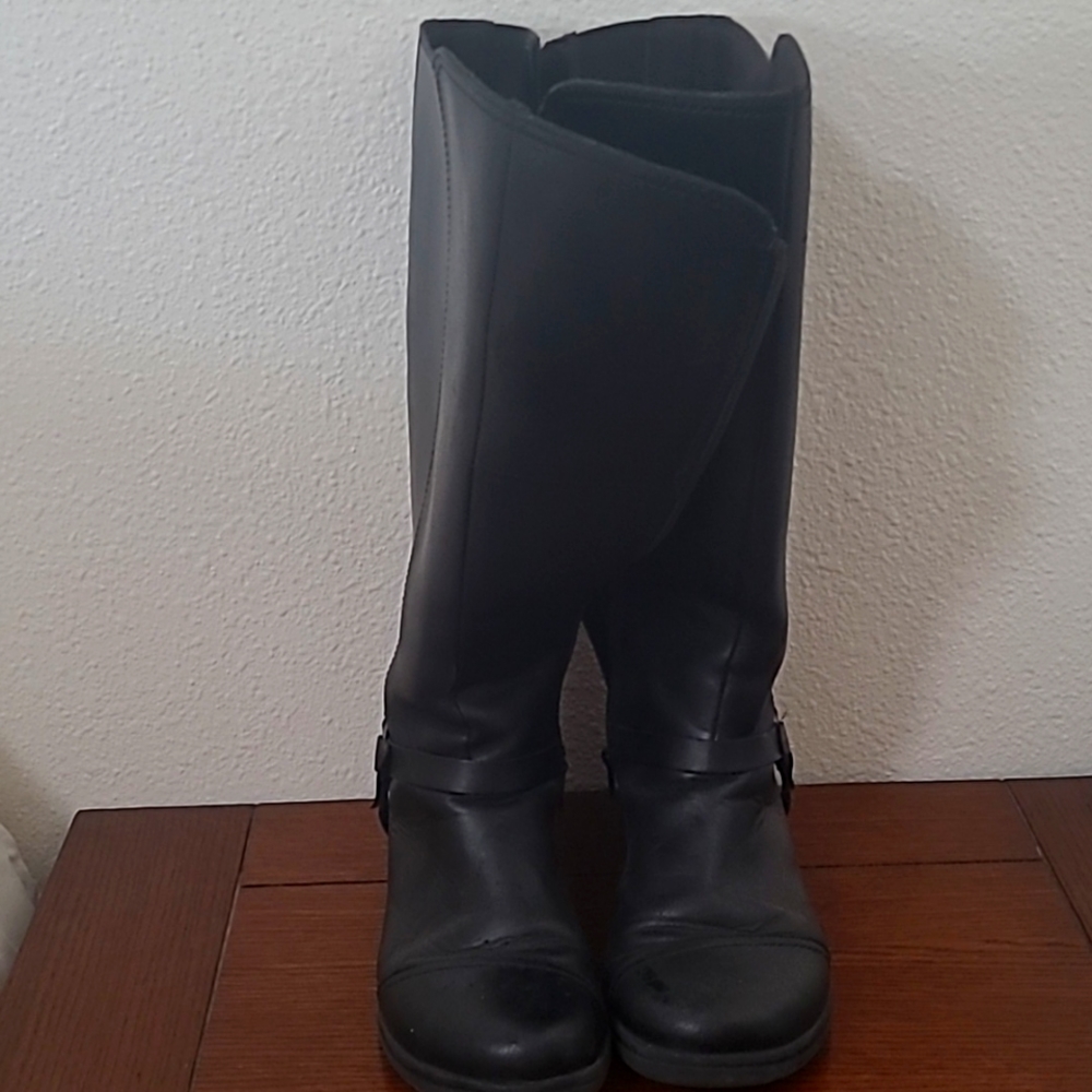 Clarks tall black leather boots